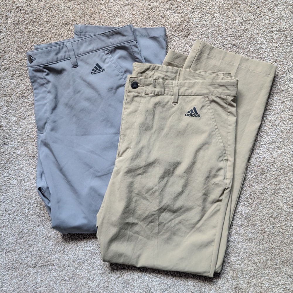 BUNDLE OF 2 Adidas Mens 40x30 Lightweight Golf Athletic Pant Straight Leg